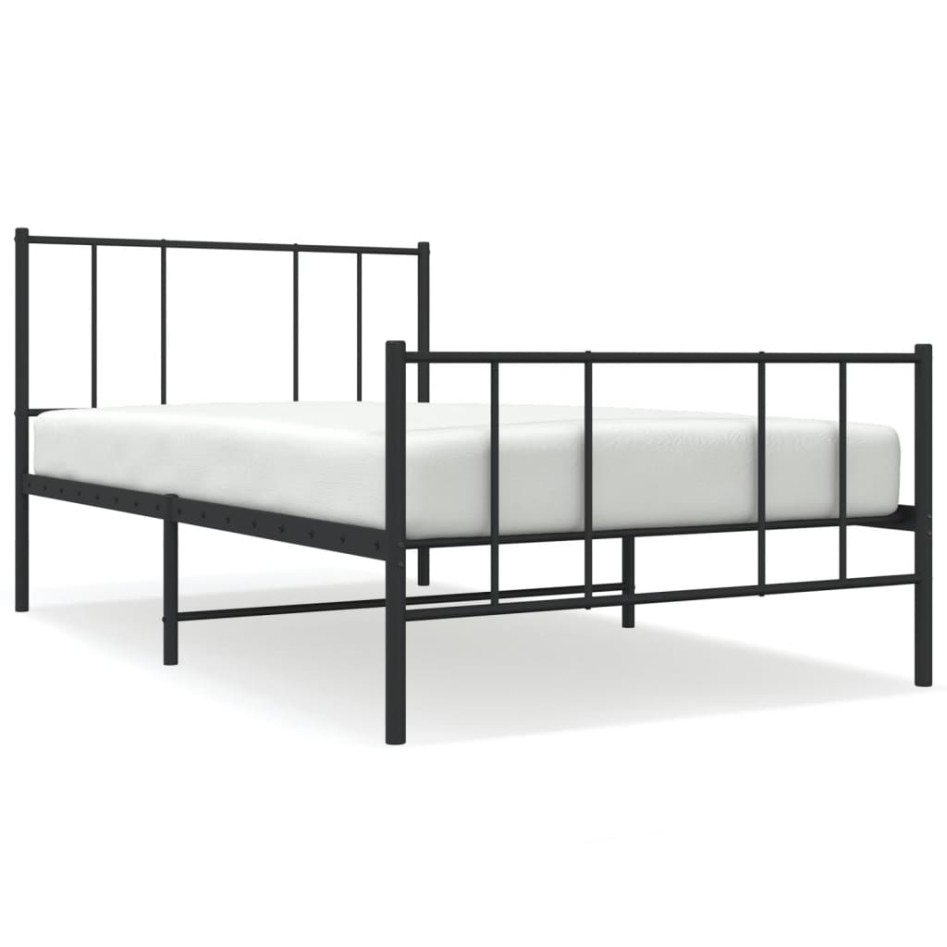 Estructura cama sin colchón con estribo metal negro 75x190