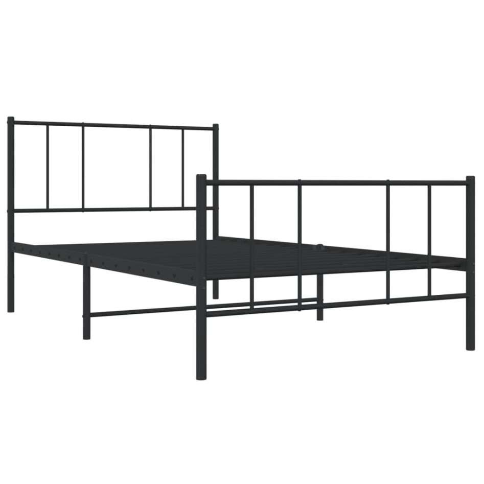 Estructura cama sin colchón con estribo metal negro 75x190