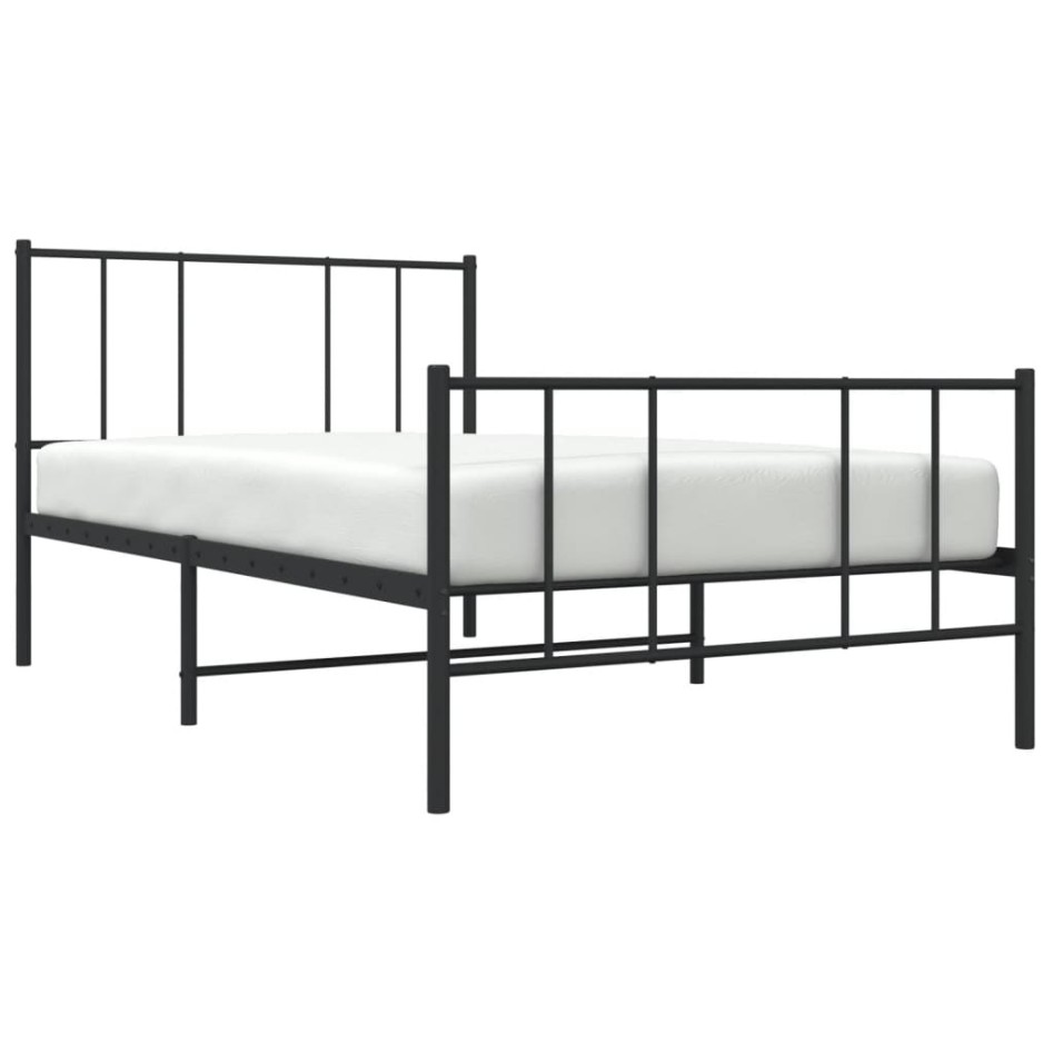 Estructura cama sin colchón con estribo metal negro 75x190