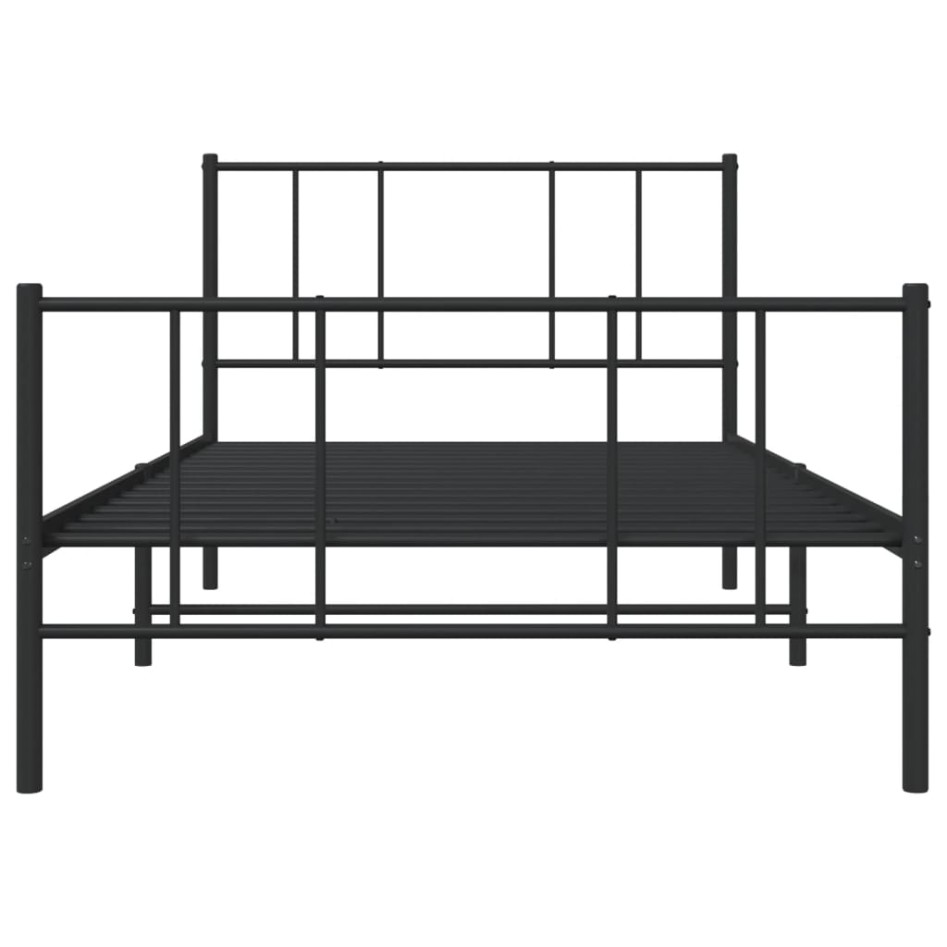 Estructura cama sin colchón con estribo metal negro 75x190