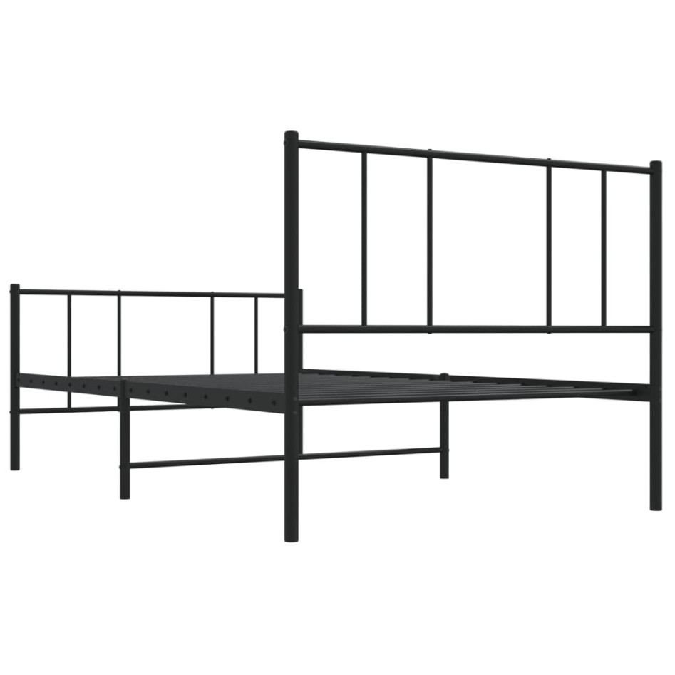 Estructura cama sin colchón con estribo metal negro 75x190