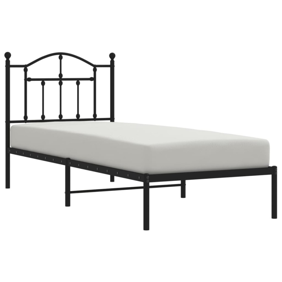 Estructura cama sin colchón con cabecero metal negro 80x200