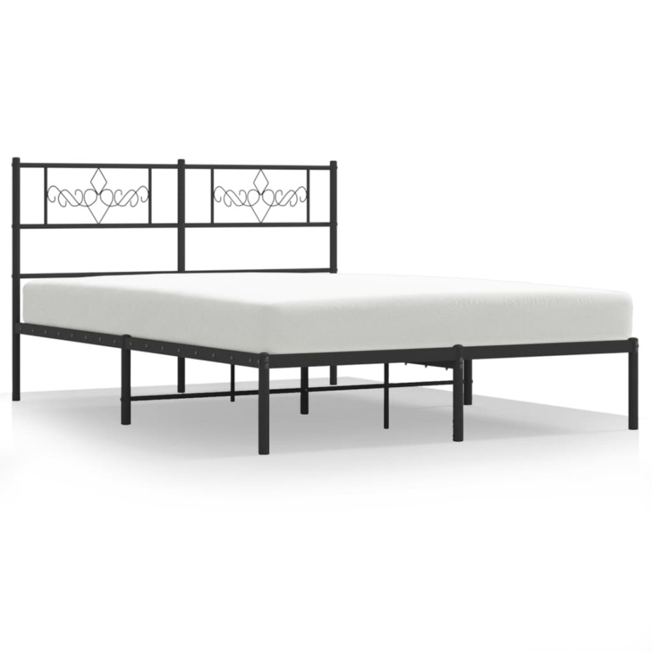 Estructura cama sin colchón con cabecero metal negro 120x200