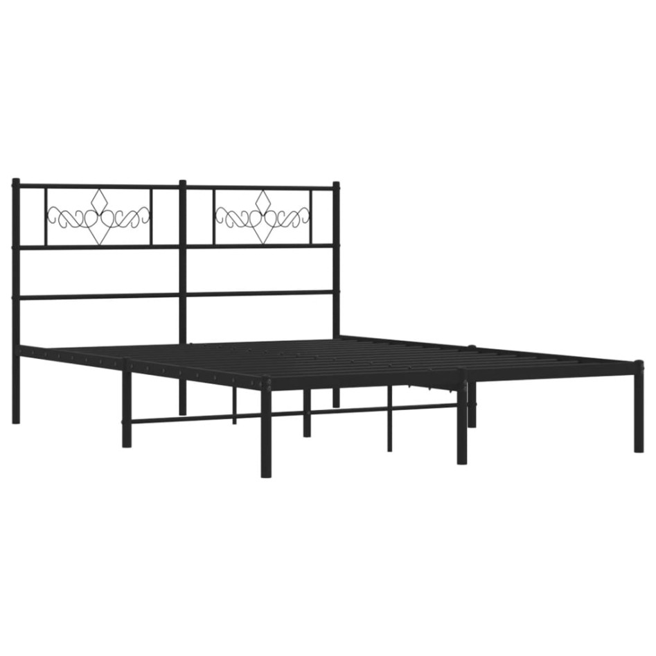 Estructura cama sin colchón con cabecero metal negro 140x190