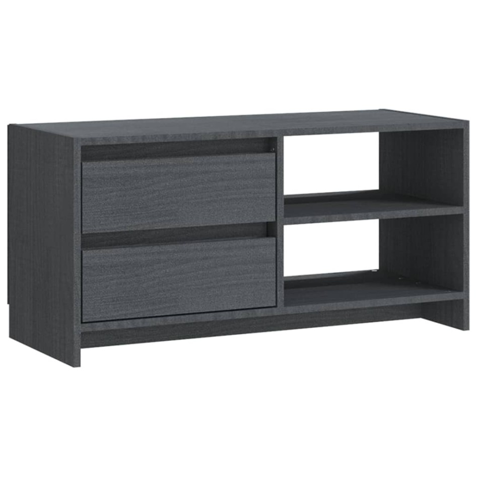 Mueble para TV de madera maciza de pino gris 80x31x39