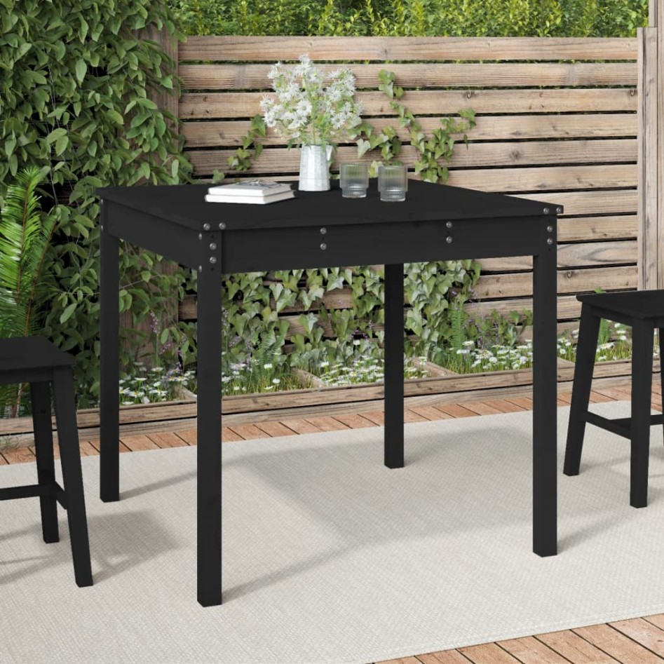 Mesa de jardín madera maciza pino negro 82,5x82,5x76