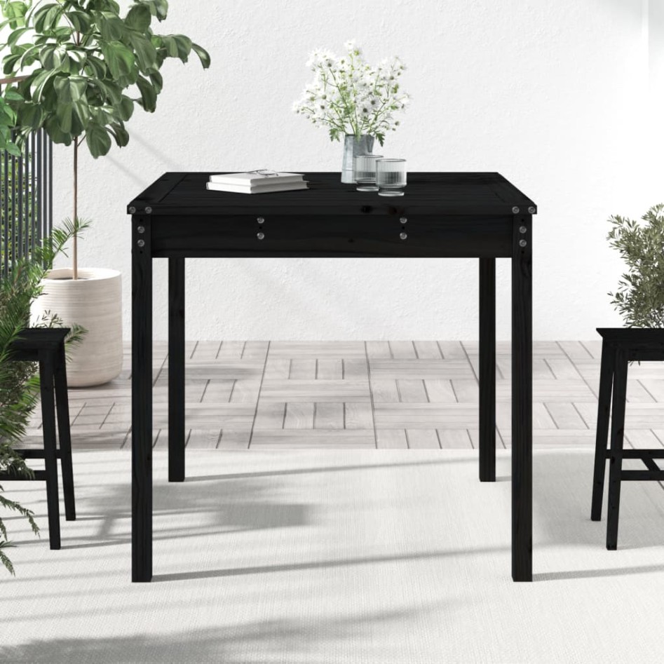 Mesa de jardín madera maciza pino negro 82,5x82,5x76