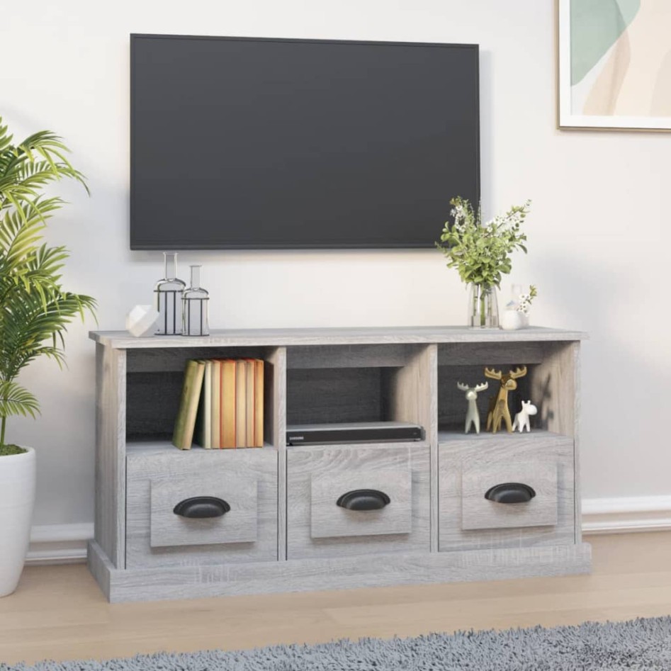 Mueble para TV madera contrachapada gris Sonoma 100x35x50