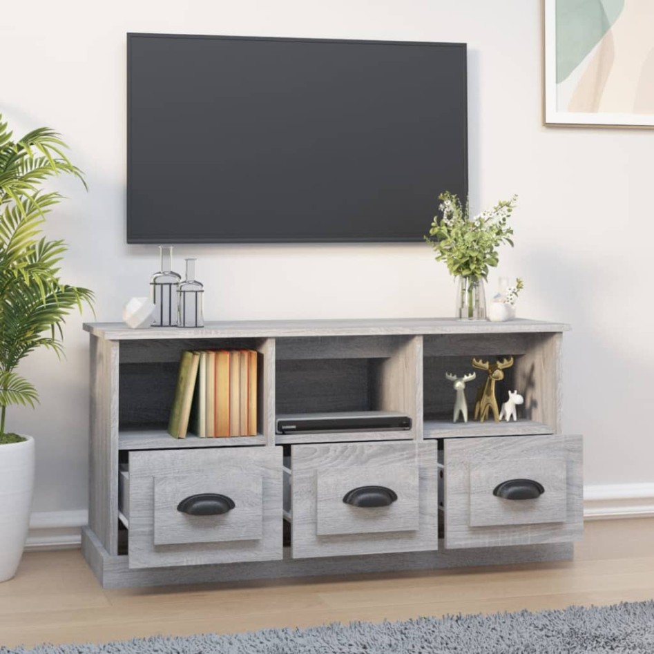 Mueble para TV madera contrachapada gris Sonoma 100x35x50