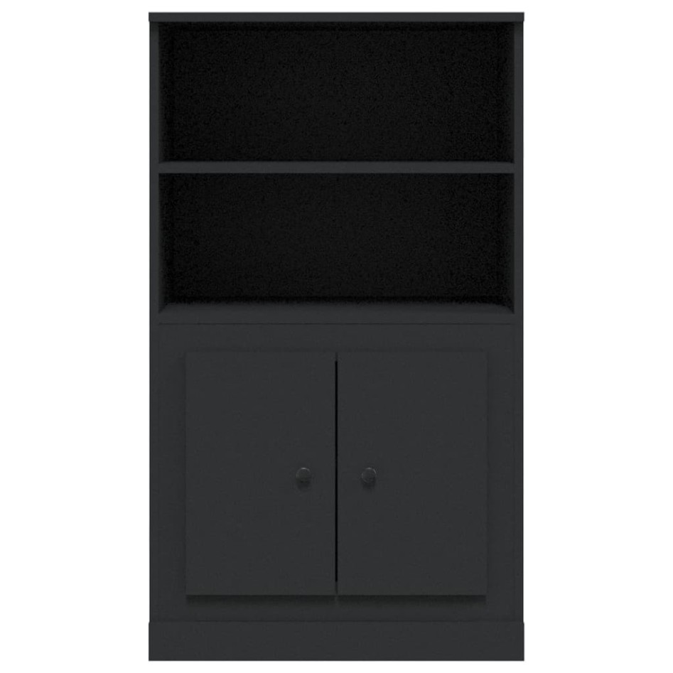 Aparador de madera contrachapada negro 60x35,5x103,5