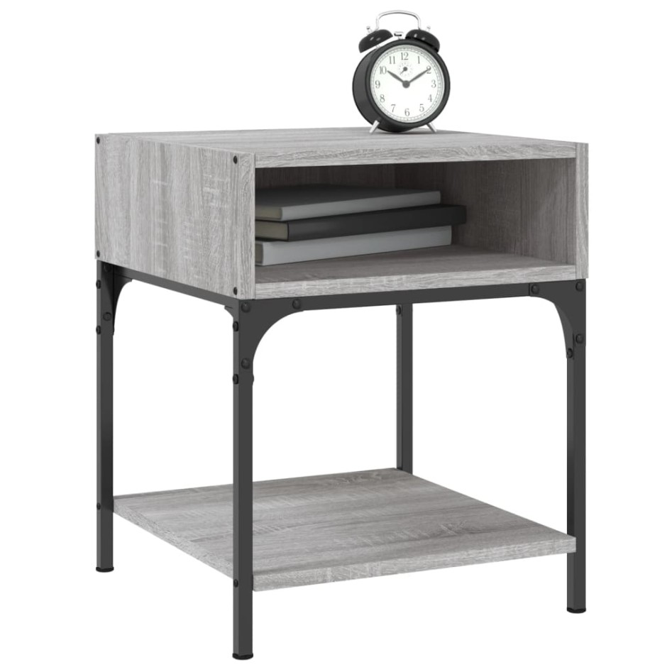 Mesita de noche 2 uds madera ingeniería gris Sonoma 40x41x50