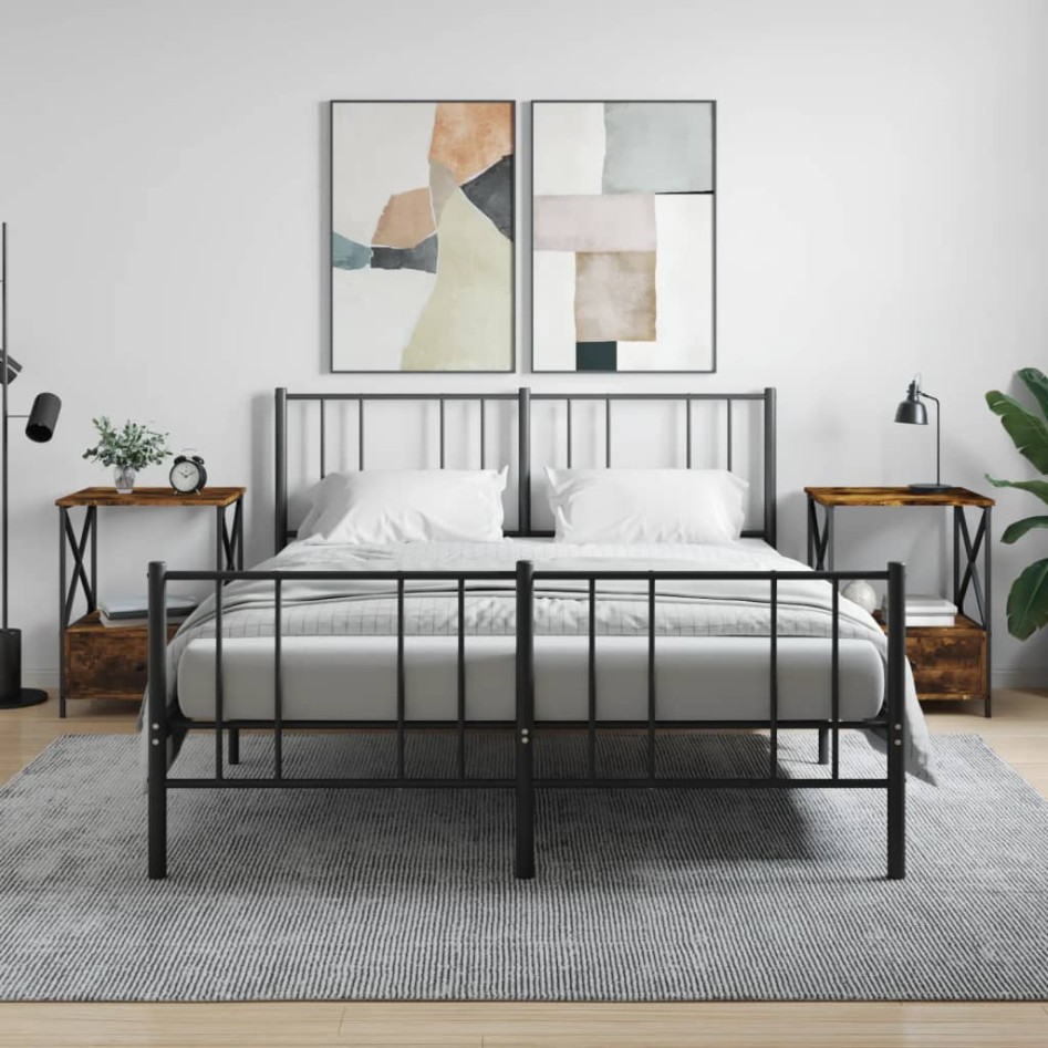 Mesitas noche 2 uds madera ingeniería roble ahumado 50x41x65