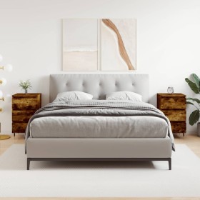 Mesitas noche 2 uds madera ingeniería roble ahumado 40x35x69