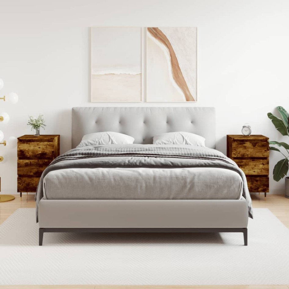 Mesitas noche 2 uds madera ingeniería roble ahumado 40x35x69