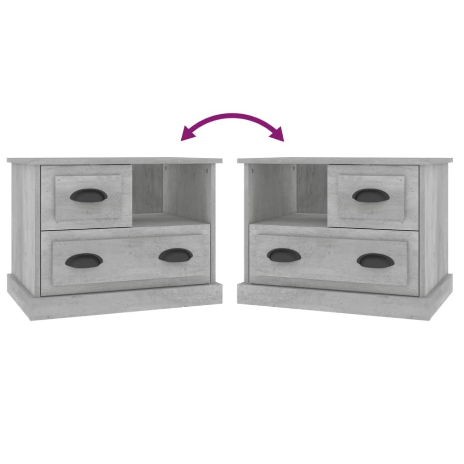 Mesita de noche gris hormigón 60x39x45