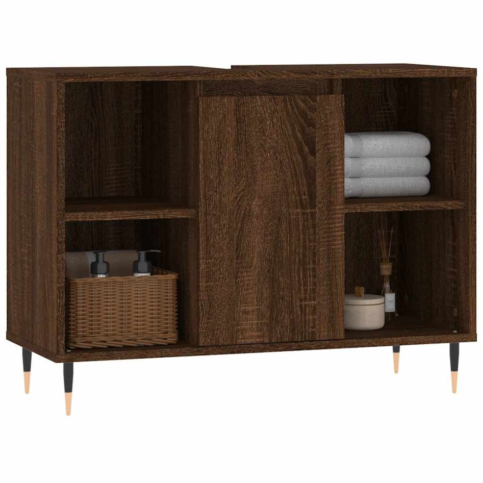 Mueble de baño madera de ingeniería roble marrón 80x33x60