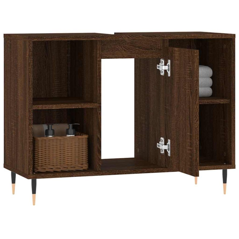 Mueble de baño madera de ingeniería roble marrón 80x33x60