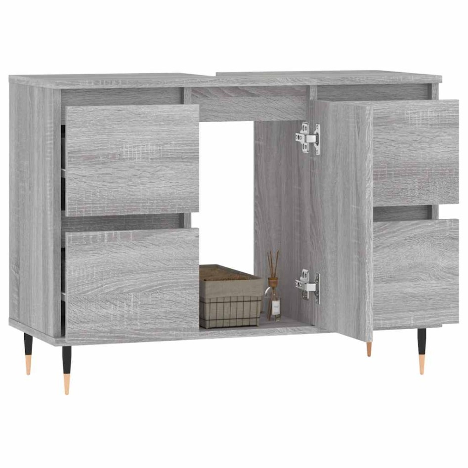 Mueble de baño madera de ingeniería gris Sonoma 80x33x60