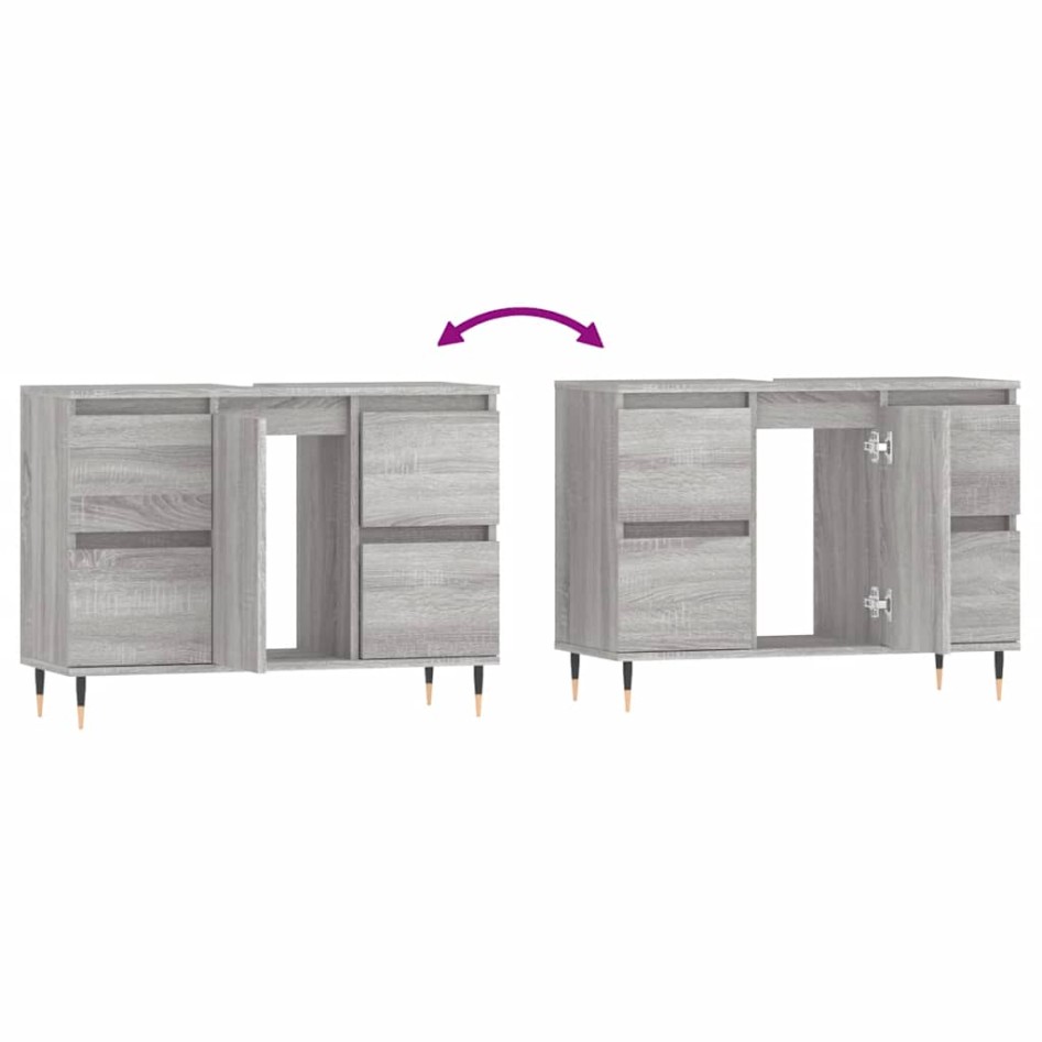 Mueble de baño madera de ingeniería gris Sonoma 80x33x60