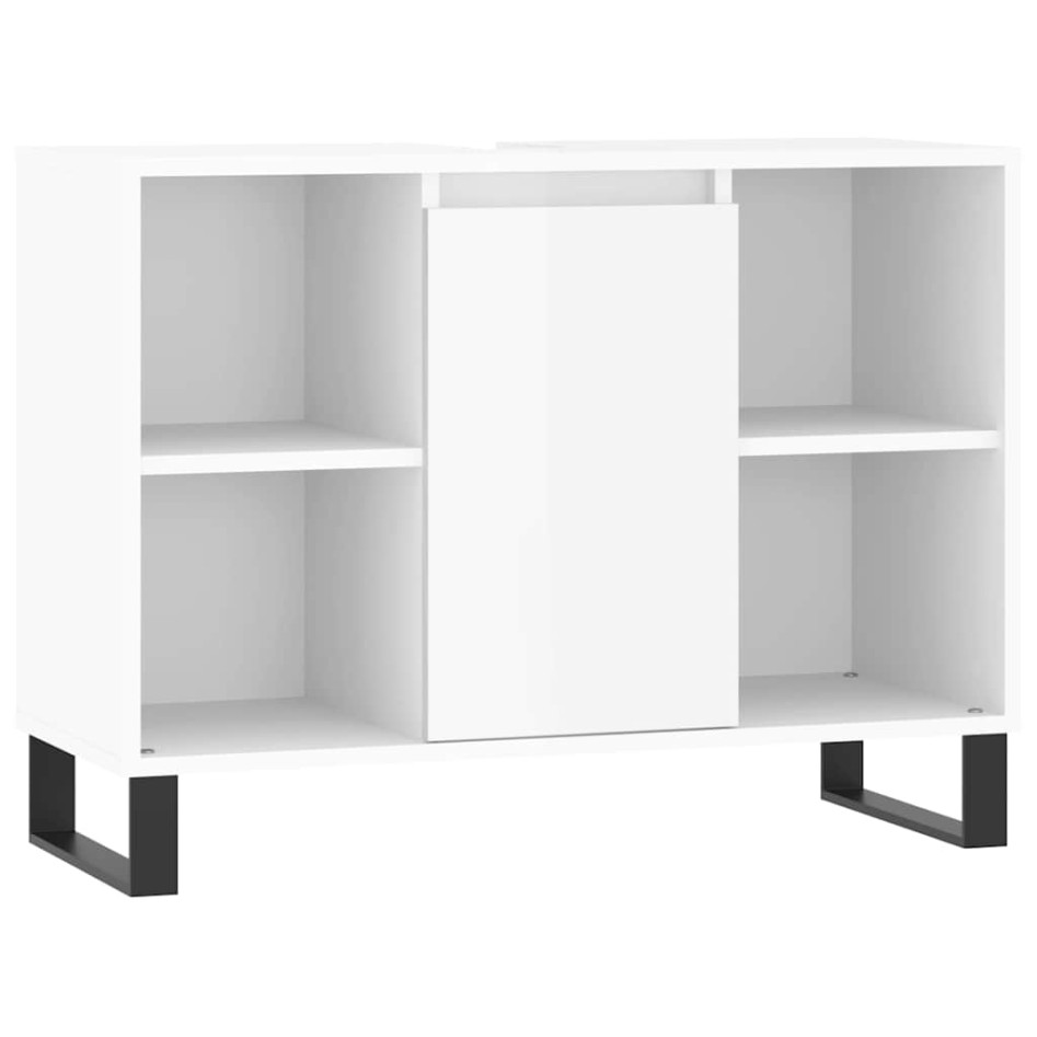 Mueble de baño madera de ingeniería blanco brillo 80x33x60