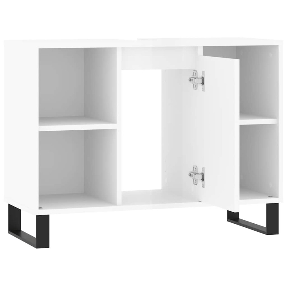 Mueble de baño madera de ingeniería blanco brillo 80x33x60