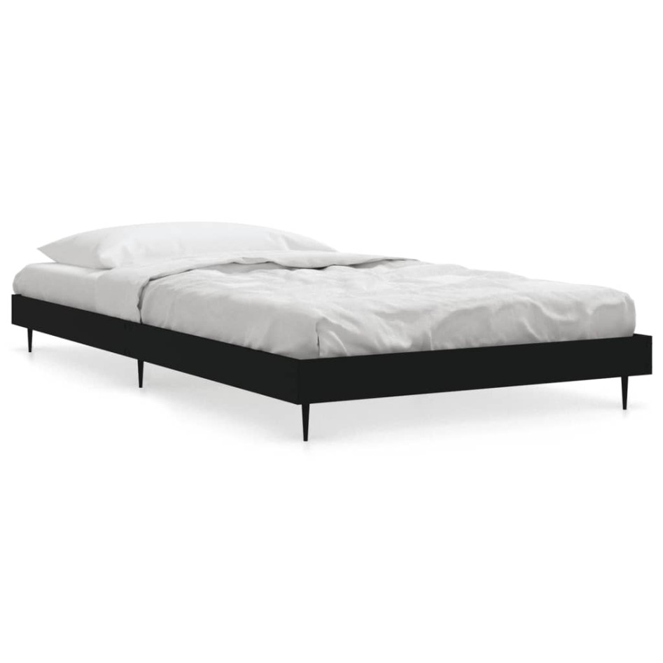 Estructura de cama madera de ingeniería negra 90x200