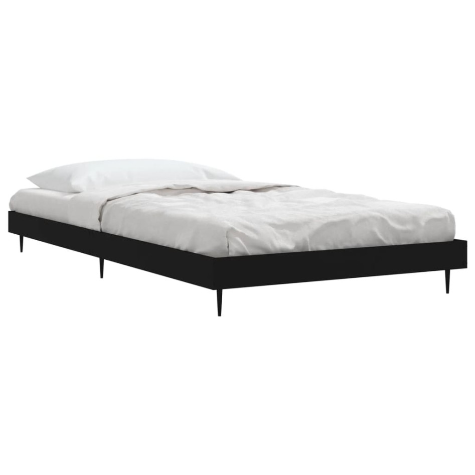Estructura de cama madera de ingeniería negra 90x200