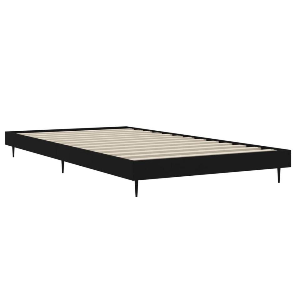 Estructura de cama madera de ingeniería negra 90x200