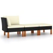 Set muebles de jardín 3 pzas ratán sintético madera eucalipto