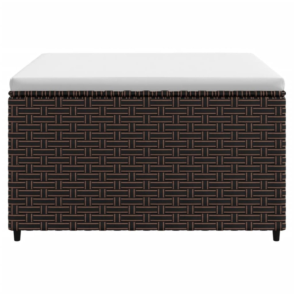 Reposapiés de jardín con cojines 2 uds ratán sintético