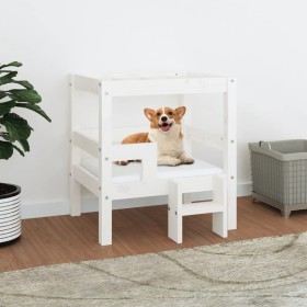 Cama para perros madera maciza de pino blanco 55,5x53,5x60