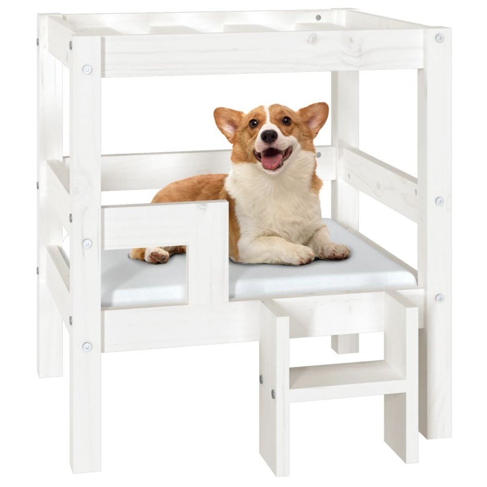 Cama para perros madera maciza de pino blanco 55,5x53,5x60
