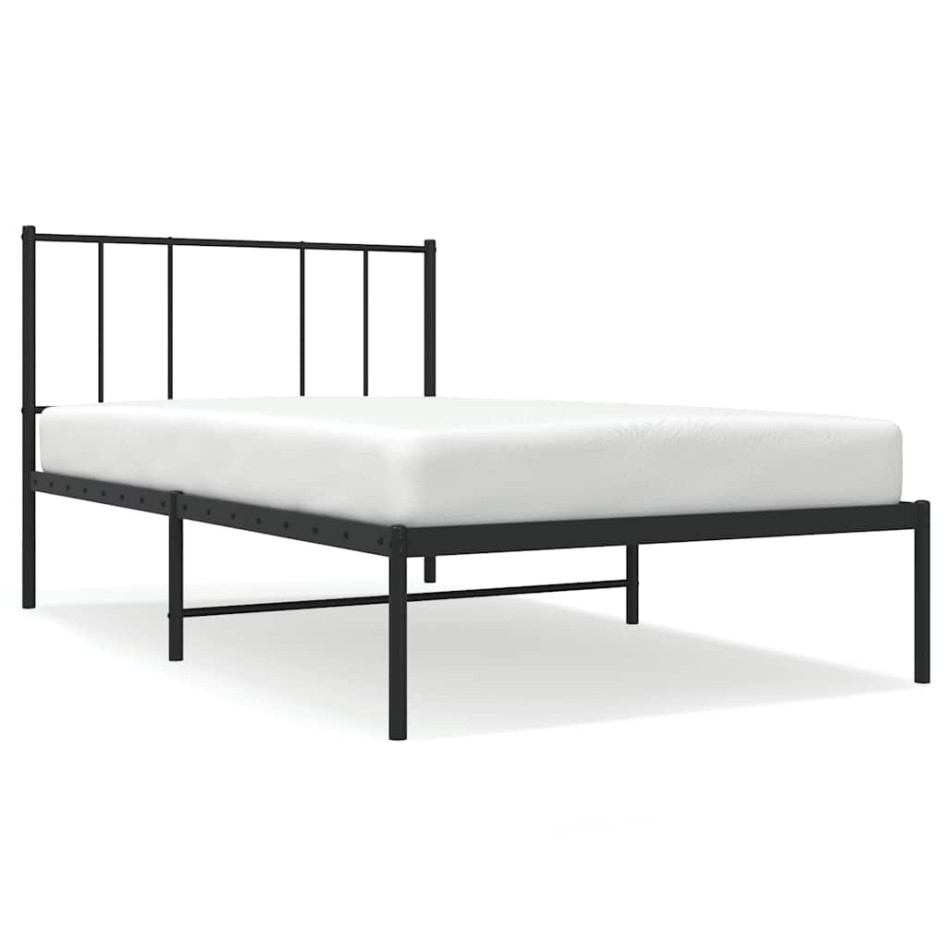 Estructura cama sin colchón con cabecero metal negro 100x190