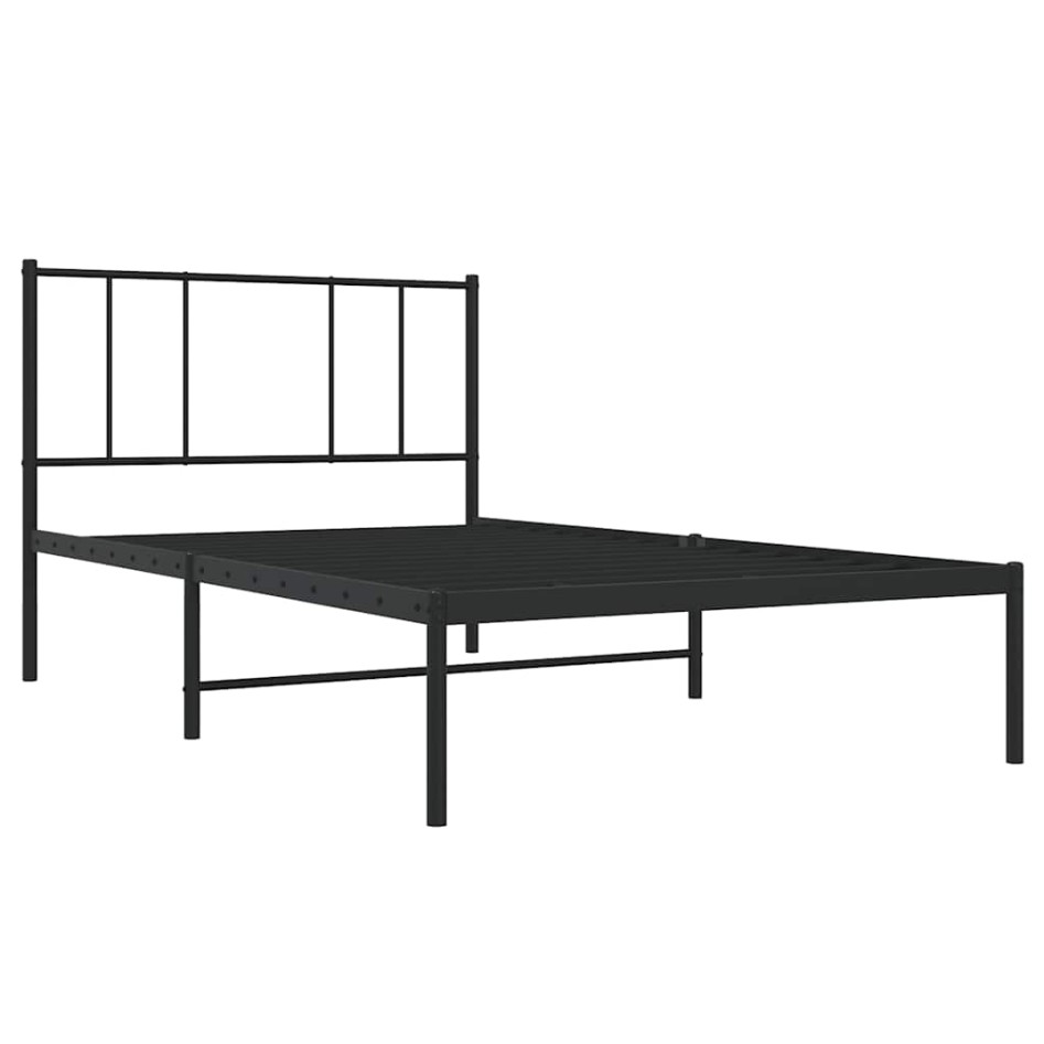 Estructura cama sin colchón con cabecero metal negro 100x190