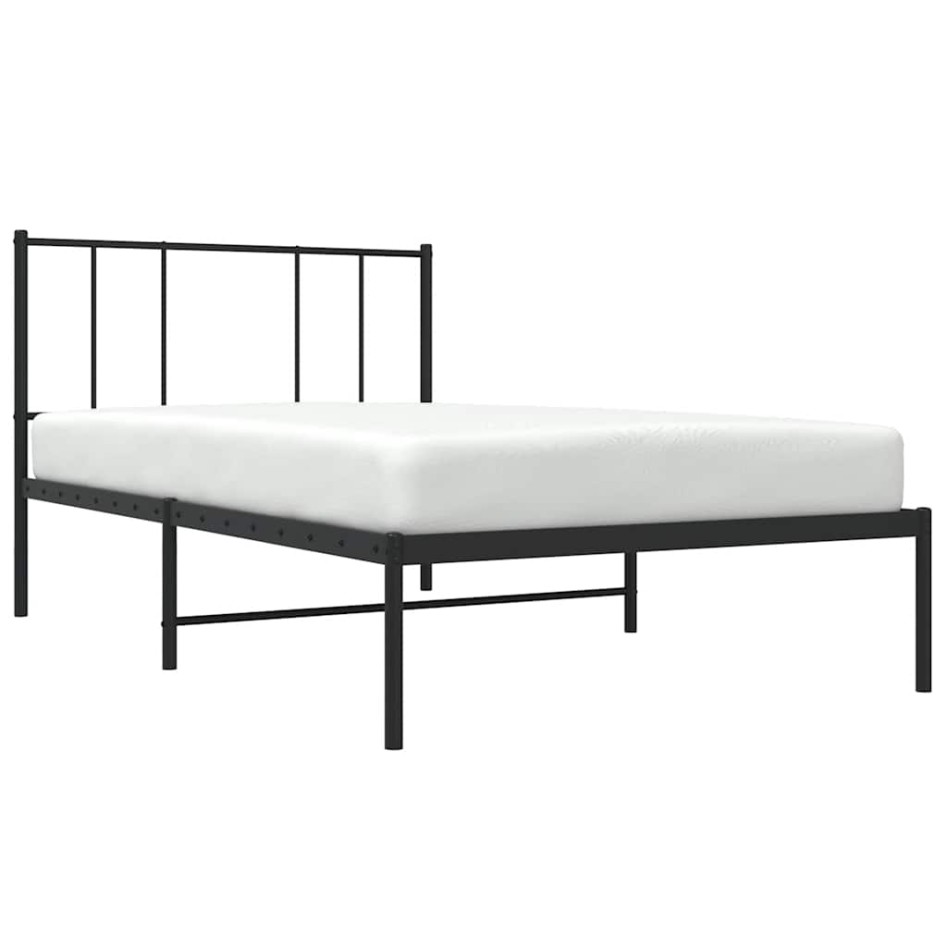 Estructura cama sin colchón con cabecero metal negro 100x190