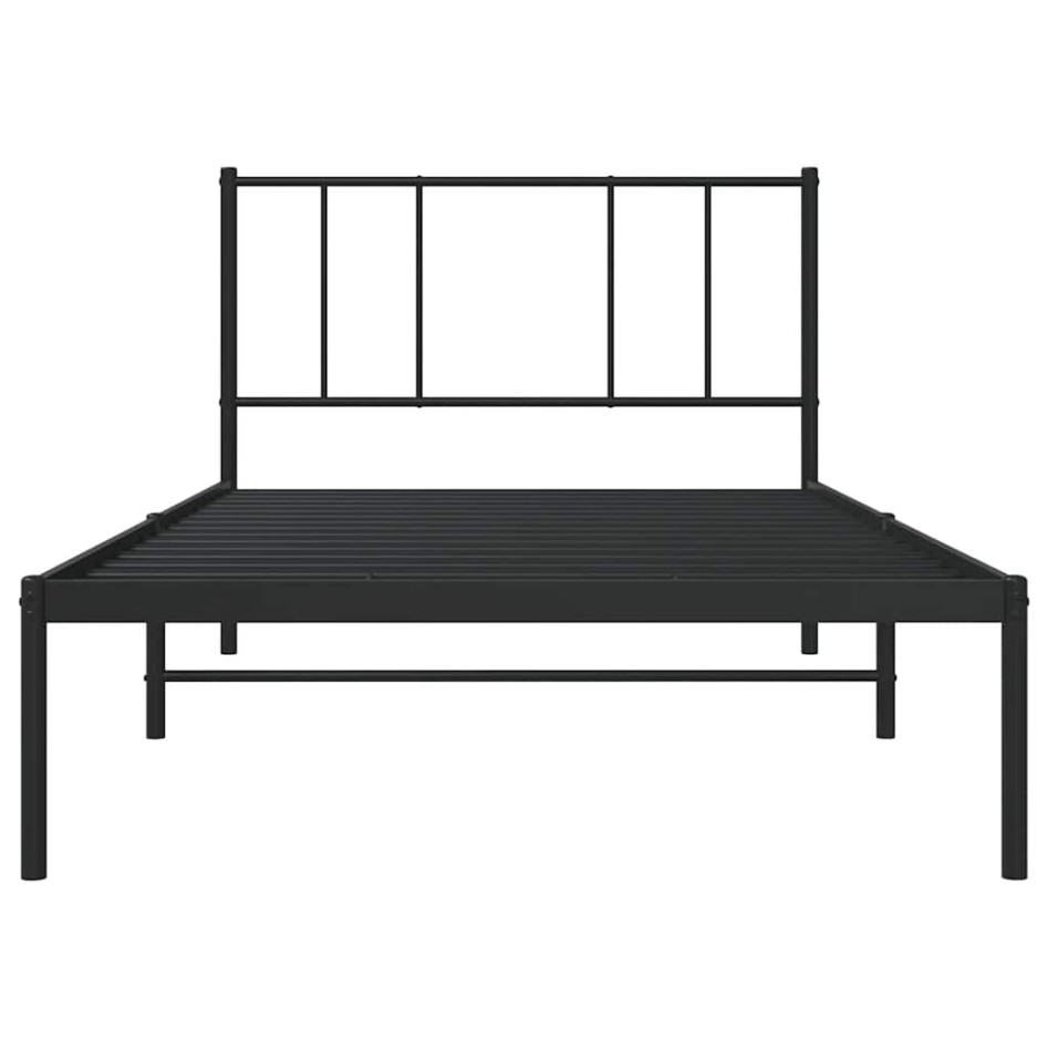 Estructura cama sin colchón con cabecero metal negro 100x190