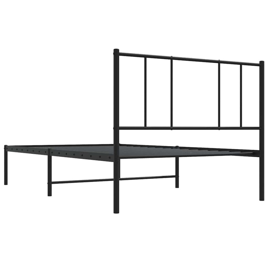 Estructura cama sin colchón con cabecero metal negro 100x190