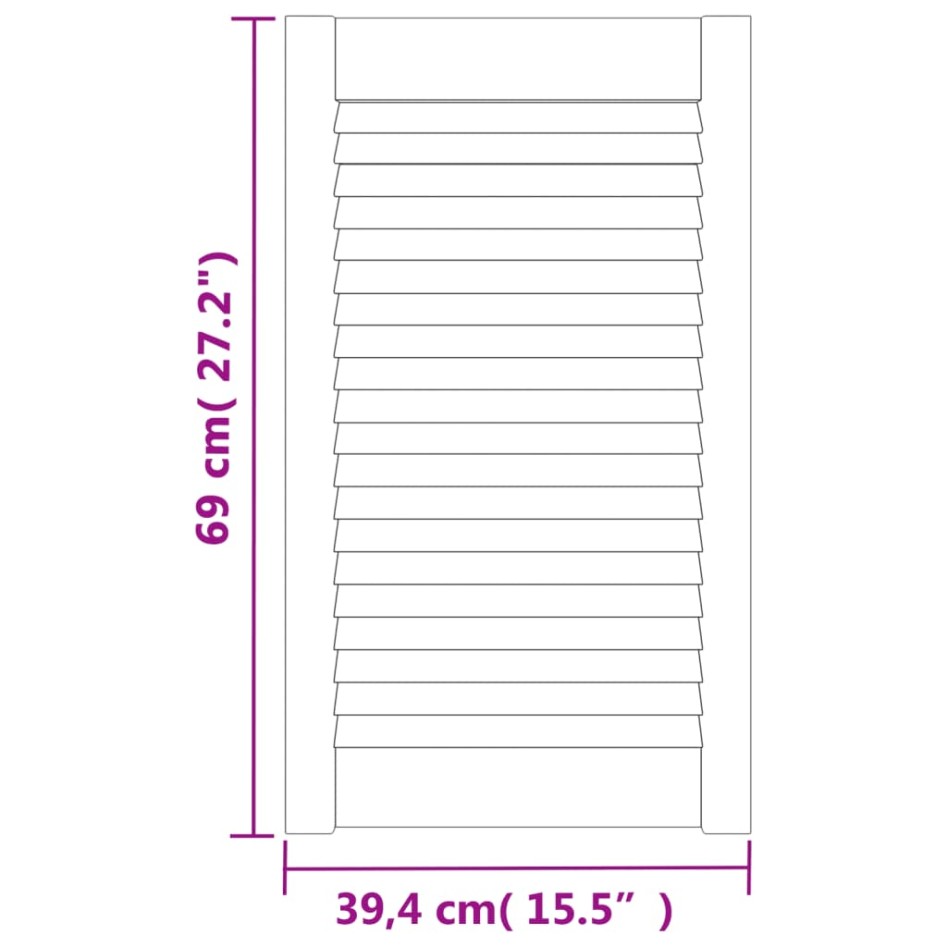 Puerta de armario lamas 2 uds madera pino blanco 69x39,4