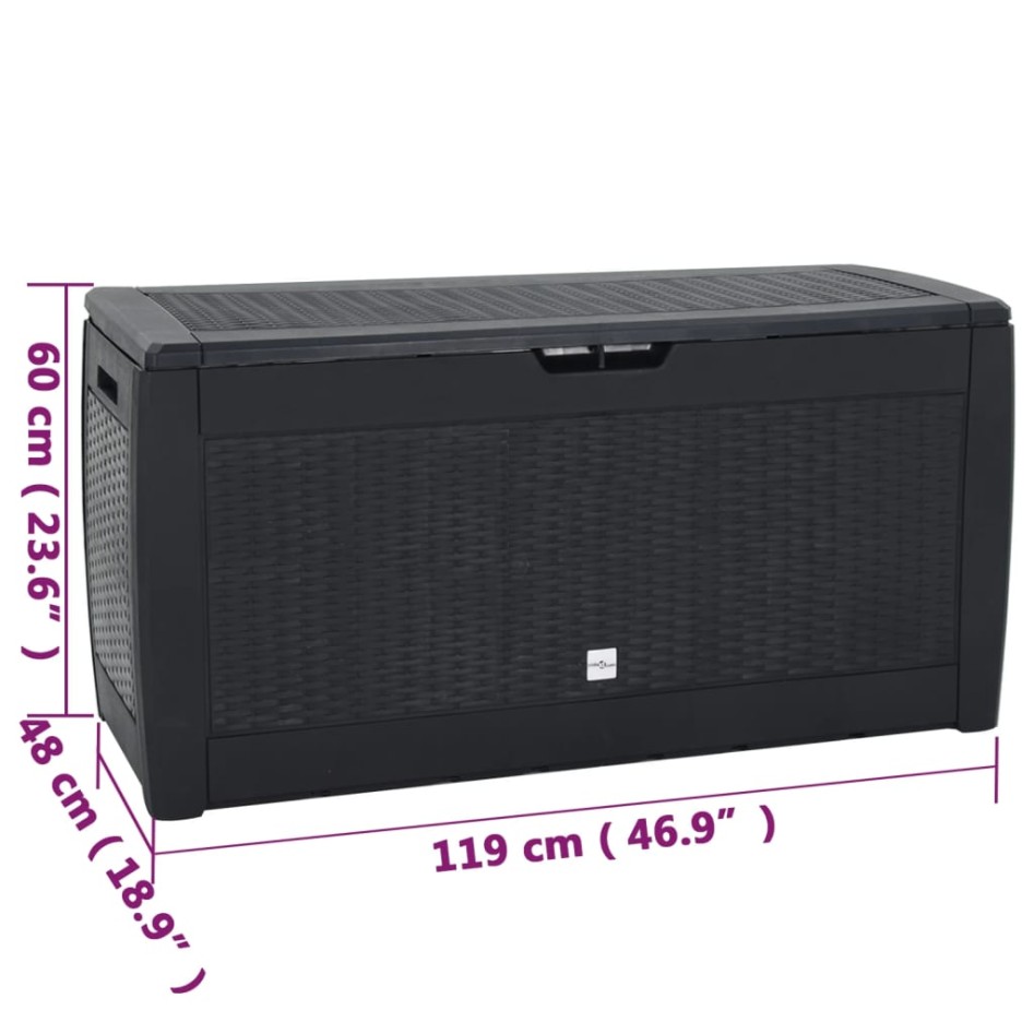 Caja almacenaje de jardín polipropileno antracita 119x48x60