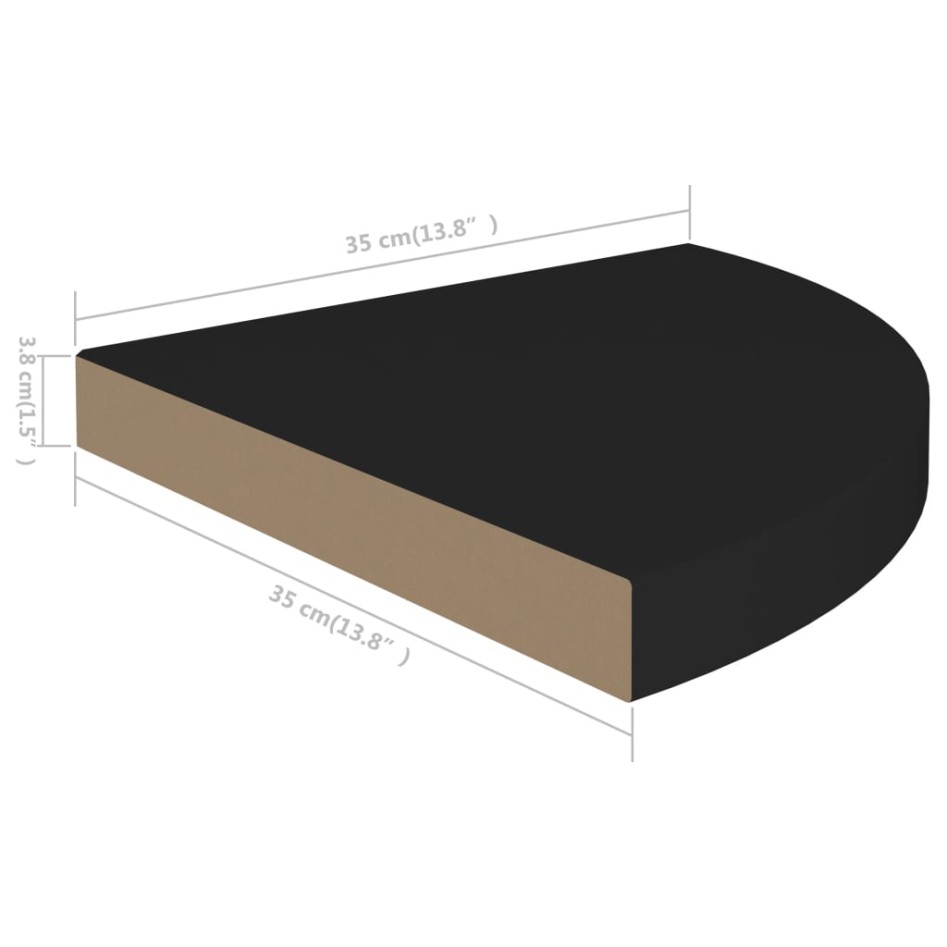Estantes flotantes de esquina 4 uds MDF negro 35x35x3,8