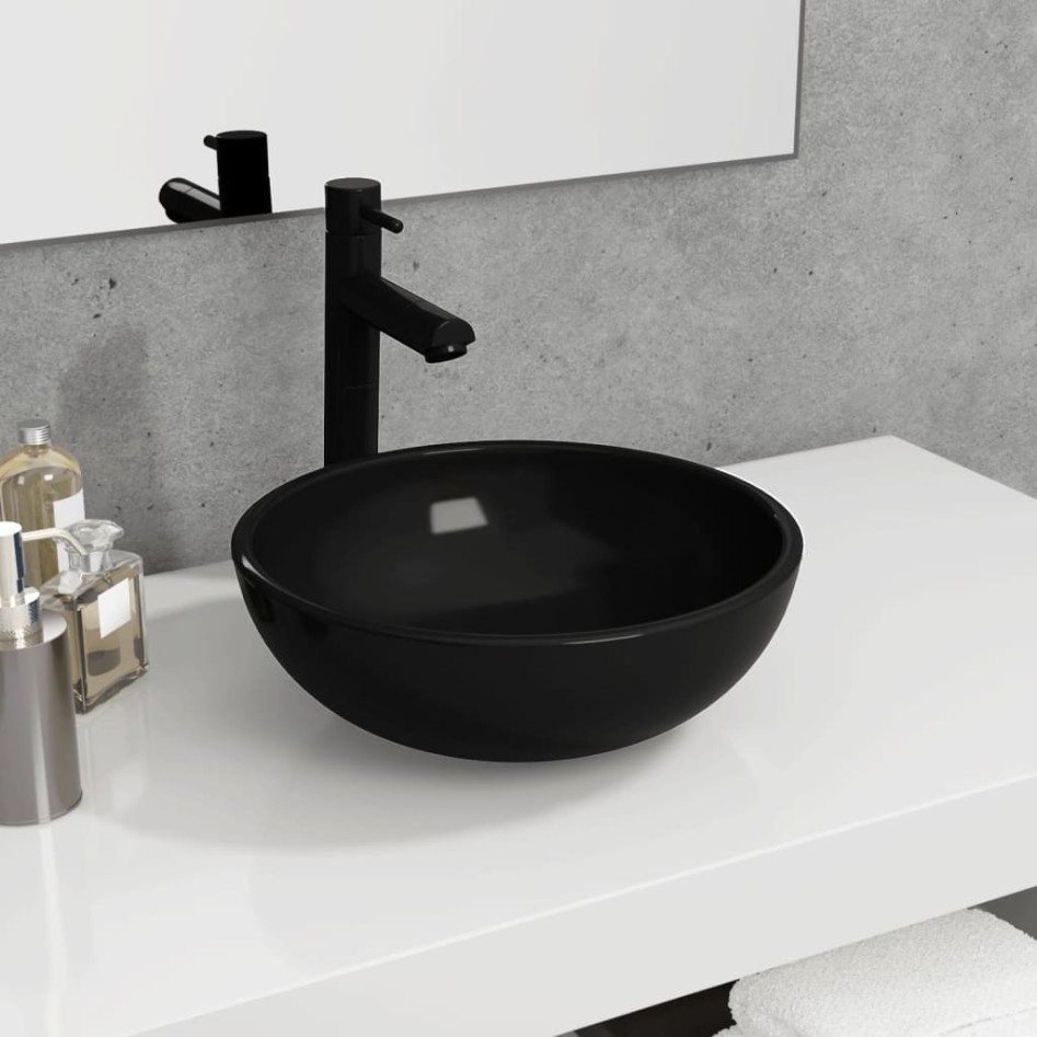 Lavabo de vidrio templado negro 35x12