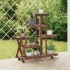 Soporte de flores con ruedas madera maciza abeto 95x25x101