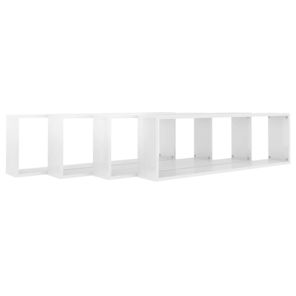 Estante cubo pared 4uds contrachapado blanco brillo