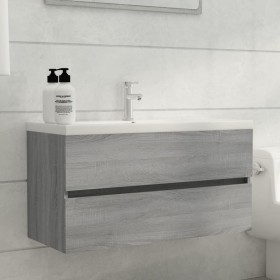 Mueble de lavabo madera de ingeniería gris Sonoma