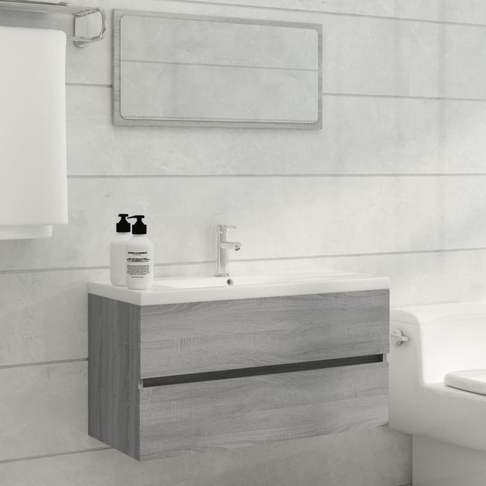 Mueble de lavabo madera de ingeniería gris Sonoma