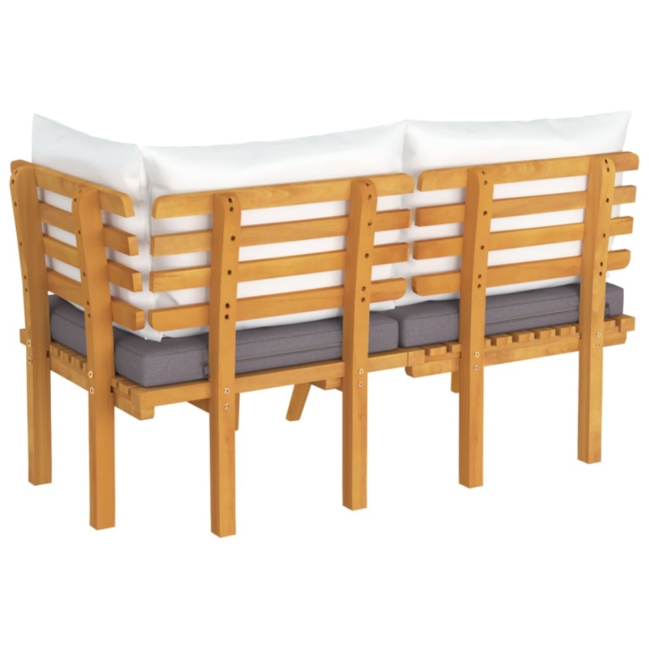 Set muebles de jardín 2 pzas con cojines madera maciza