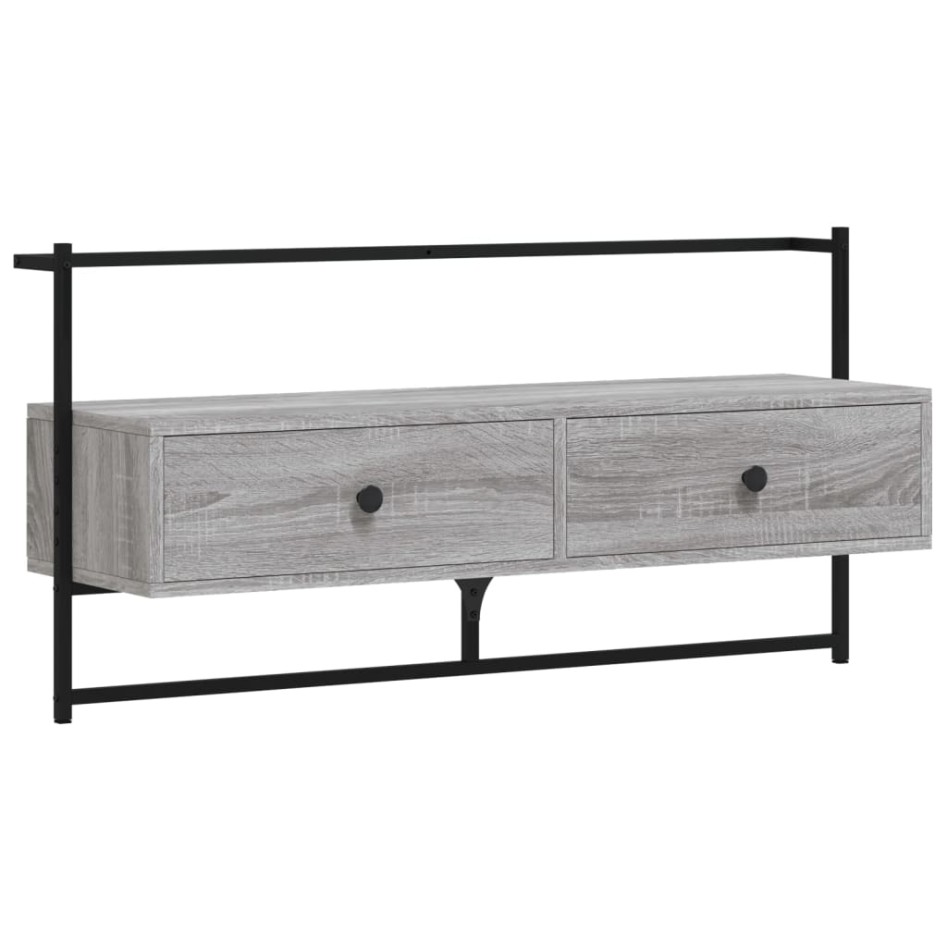 Mueble TV de pared madera ingeniería gris Sonoma 100,5x30x51