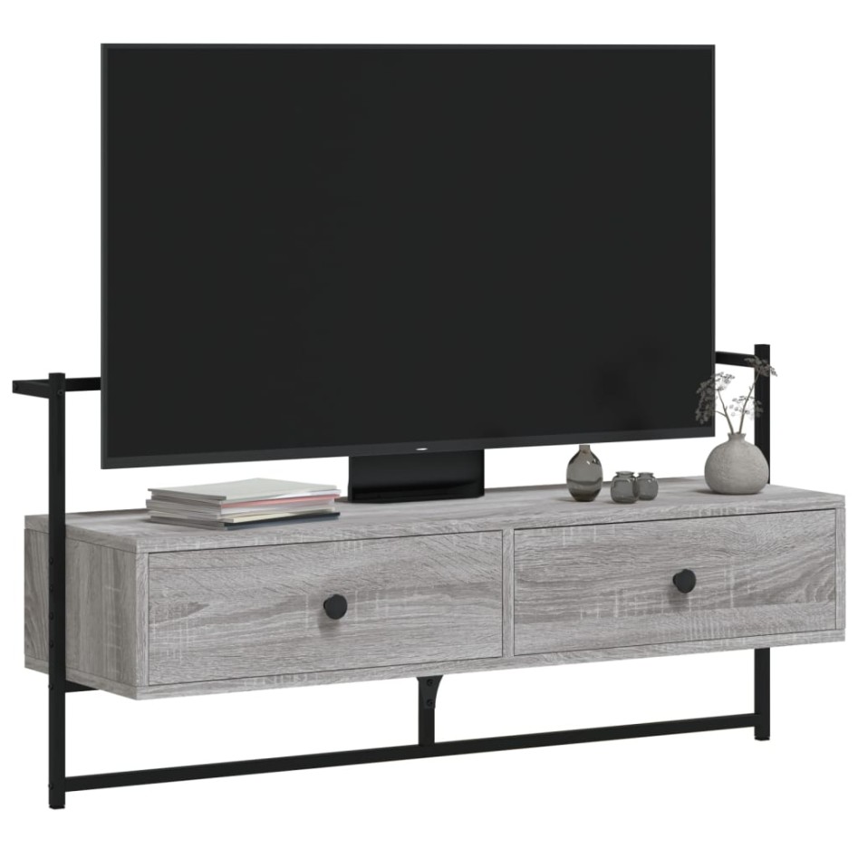 Mueble TV de pared madera ingeniería gris Sonoma 100,5x30x51