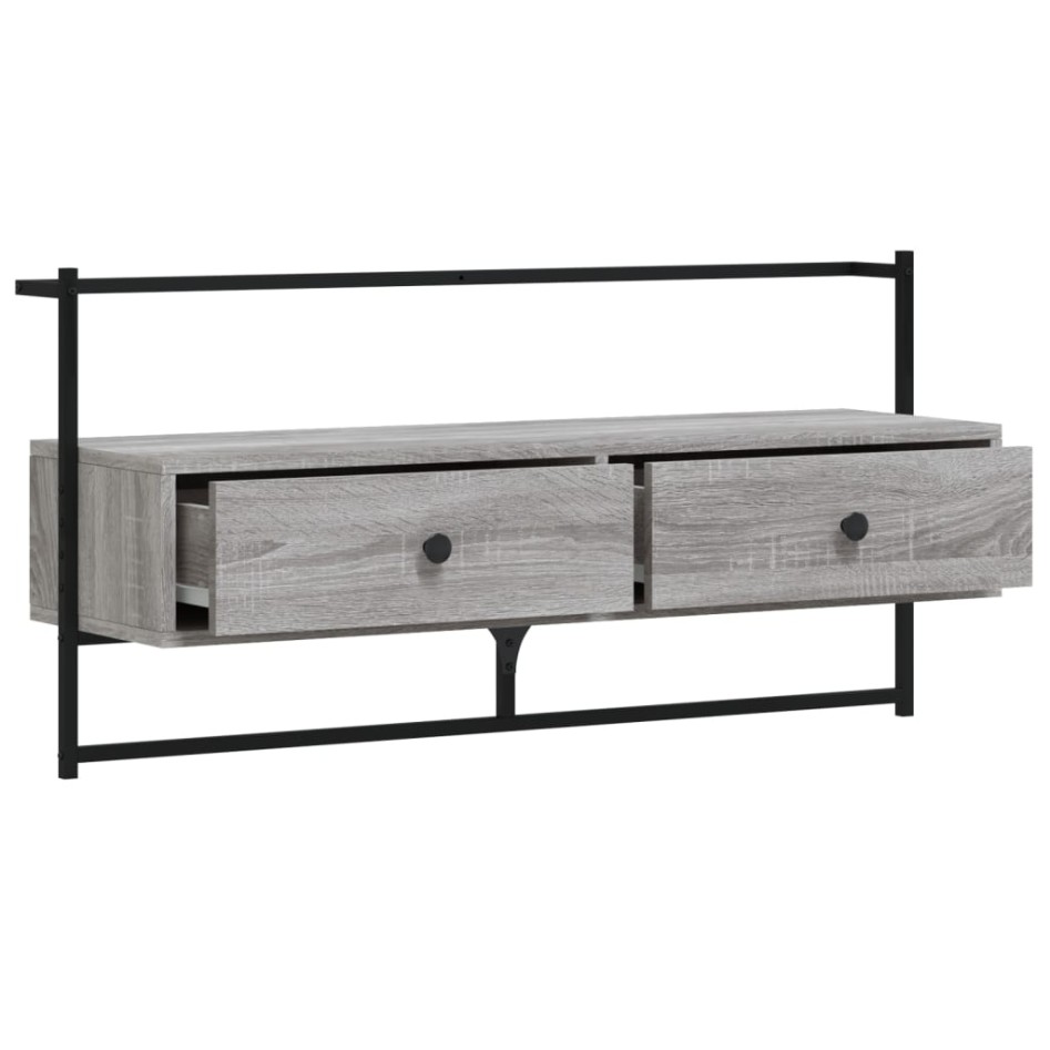 Mueble TV de pared madera ingeniería gris Sonoma 100,5x30x51