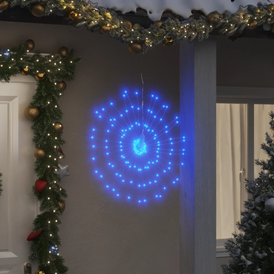 Luces de Navidad de estrellas 8 uds 140 LED azul 17
